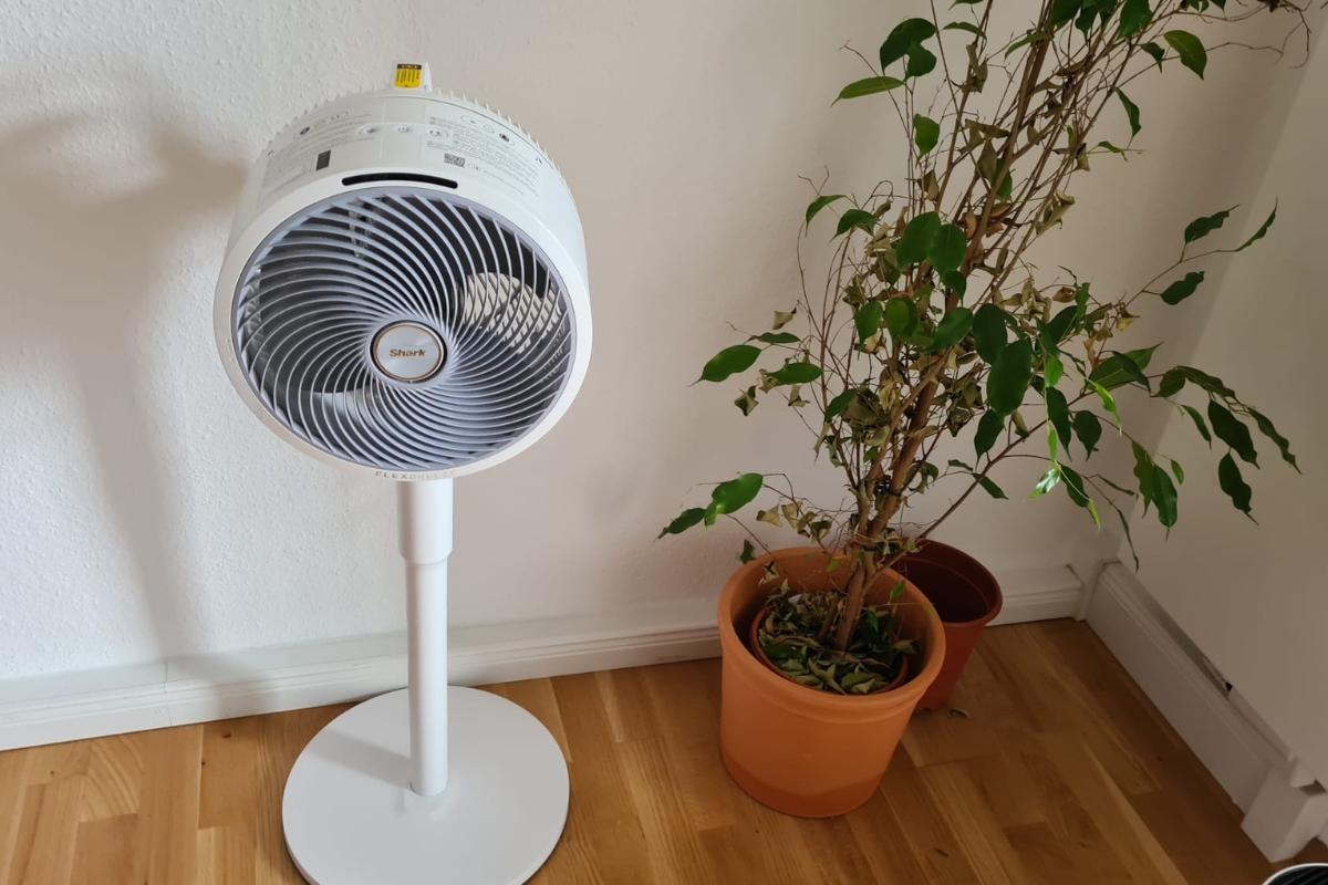 Der Standventilator mit Wasserkühlung ist im Test zu sehen.